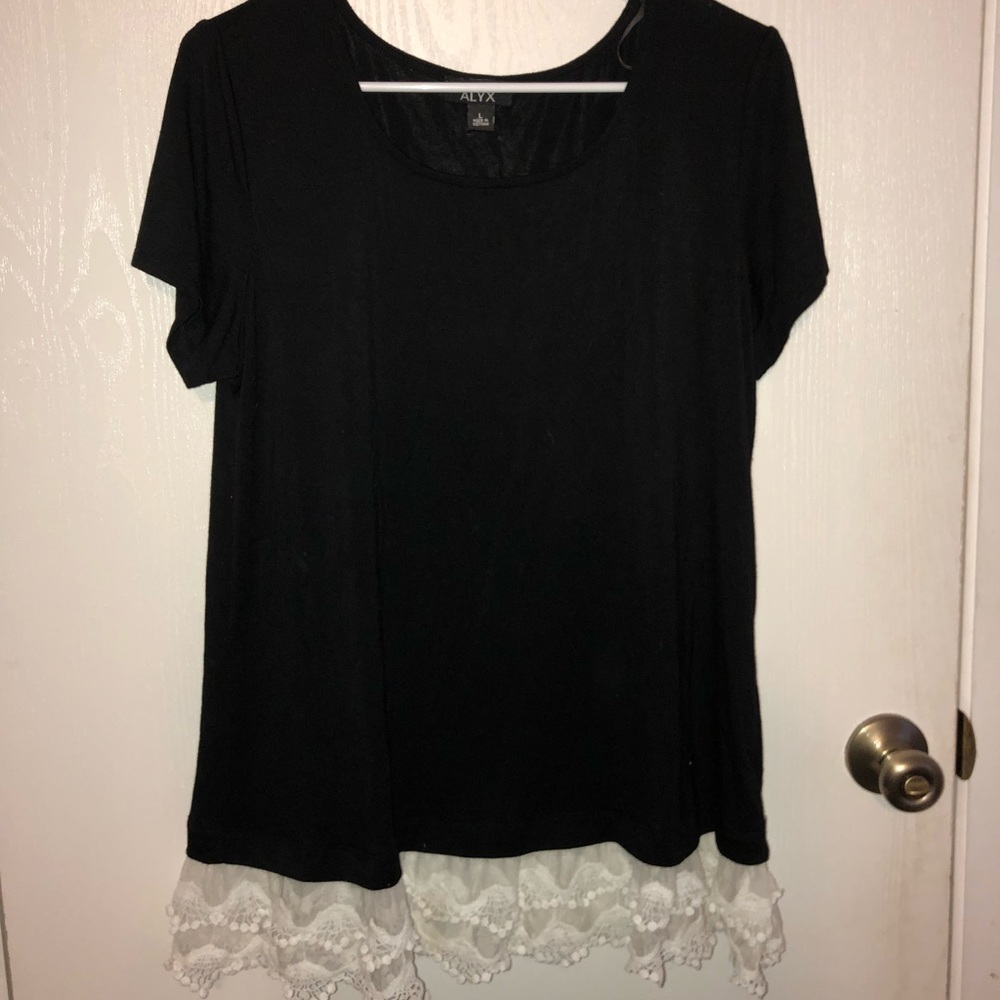 Black shirt with lace detail at the bottom